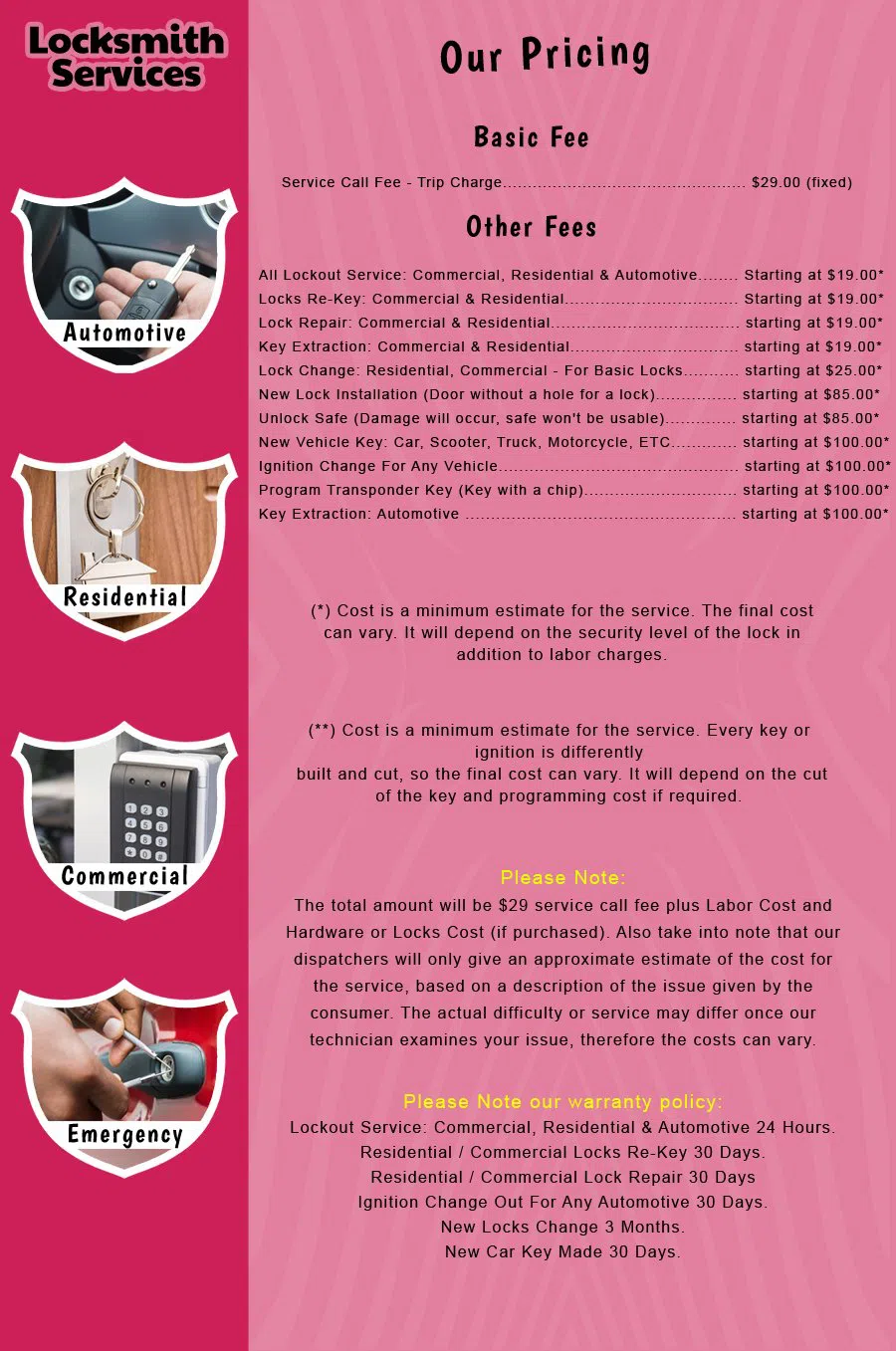 Guttenberg NJ Locksmith Store Guttenberg, NJ 201-793-2654 - price-list-c-18
